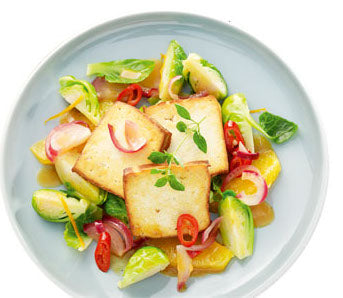 Chili-Rosenkohl mit Orangen und Räuchertofu