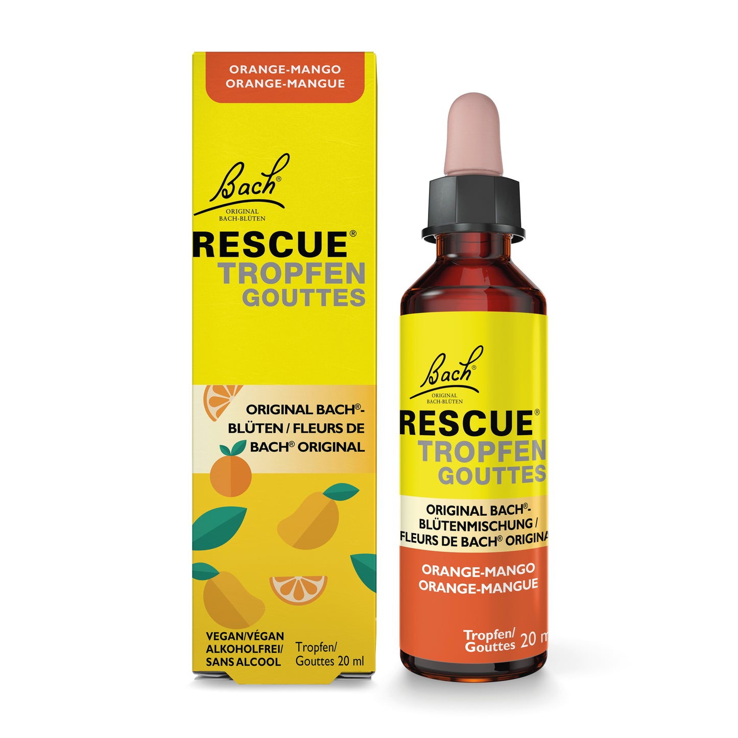 NEU – RESCUE®: Tropfen mit Orange-Mango-Geschmack